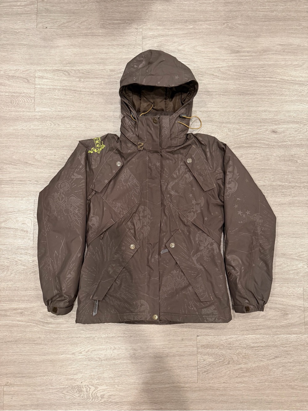 Fall ‘08 Rare Salomon Brown Hooded Ski Jacket with Y2k print